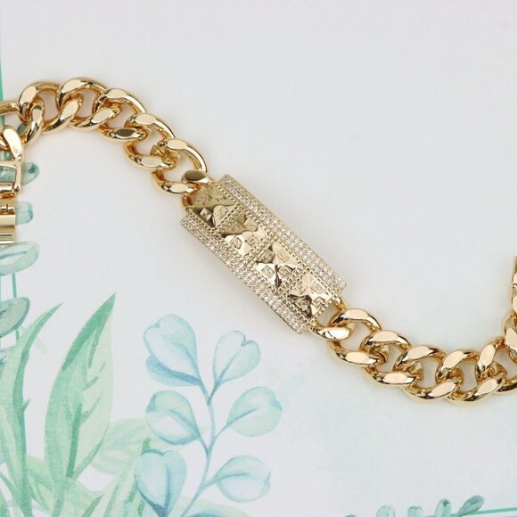 "Bold Rose Gold Bracelet with Pyramid Texture & Micro Pave Accents, XPBL0928 - Picture 1 of 12